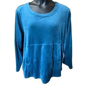 Carole Hochman Green Soft Velour Long Sleeve Pajama Top Women's Size P2X